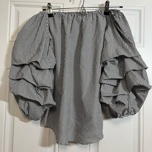 2/$30 Kontrol Striped Ruffle Sleeve Blouse S